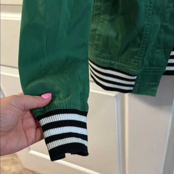 CABI NWT Green Jacket with Striped Cuffs - Picture 4 of 5